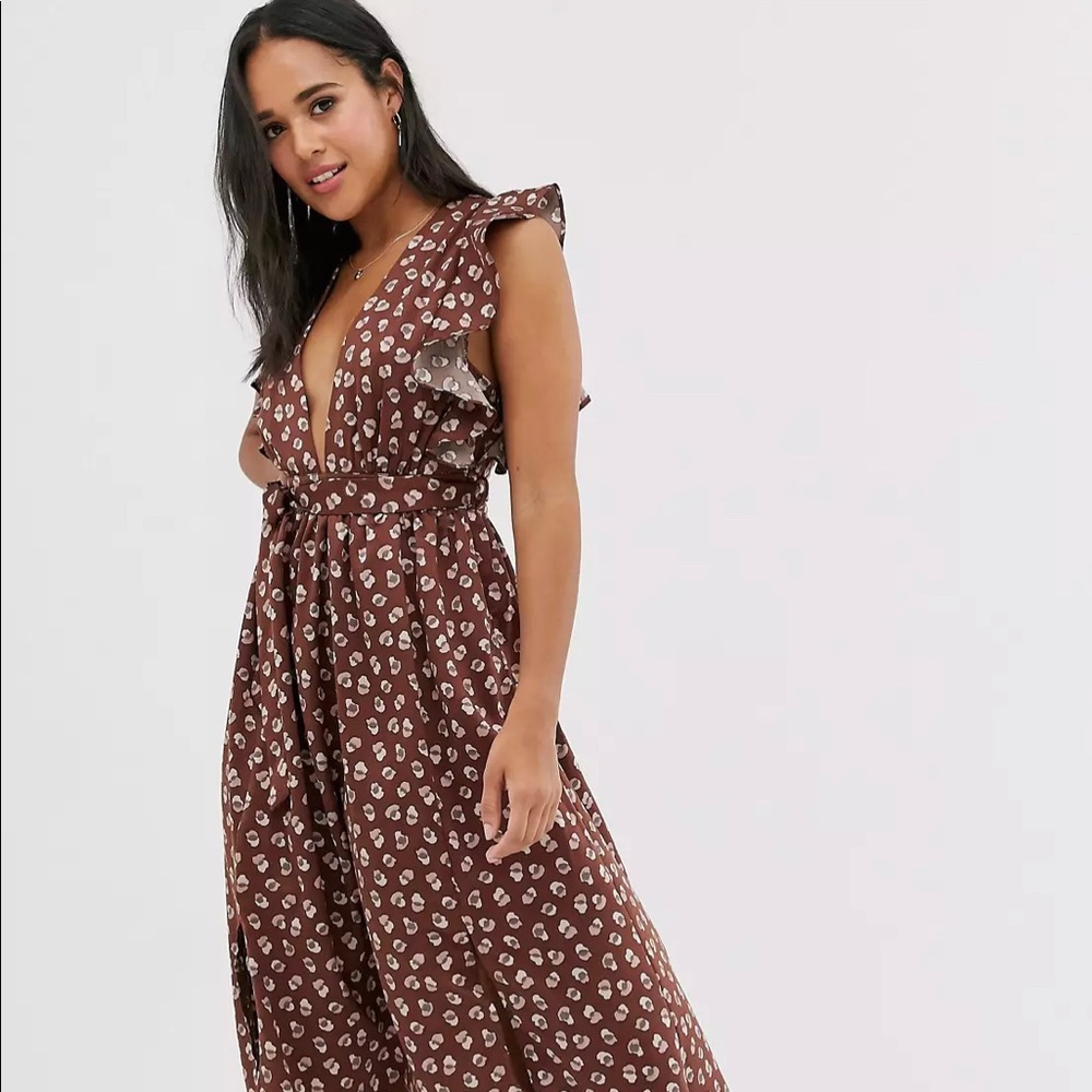 Glamorous plunge front midi dress